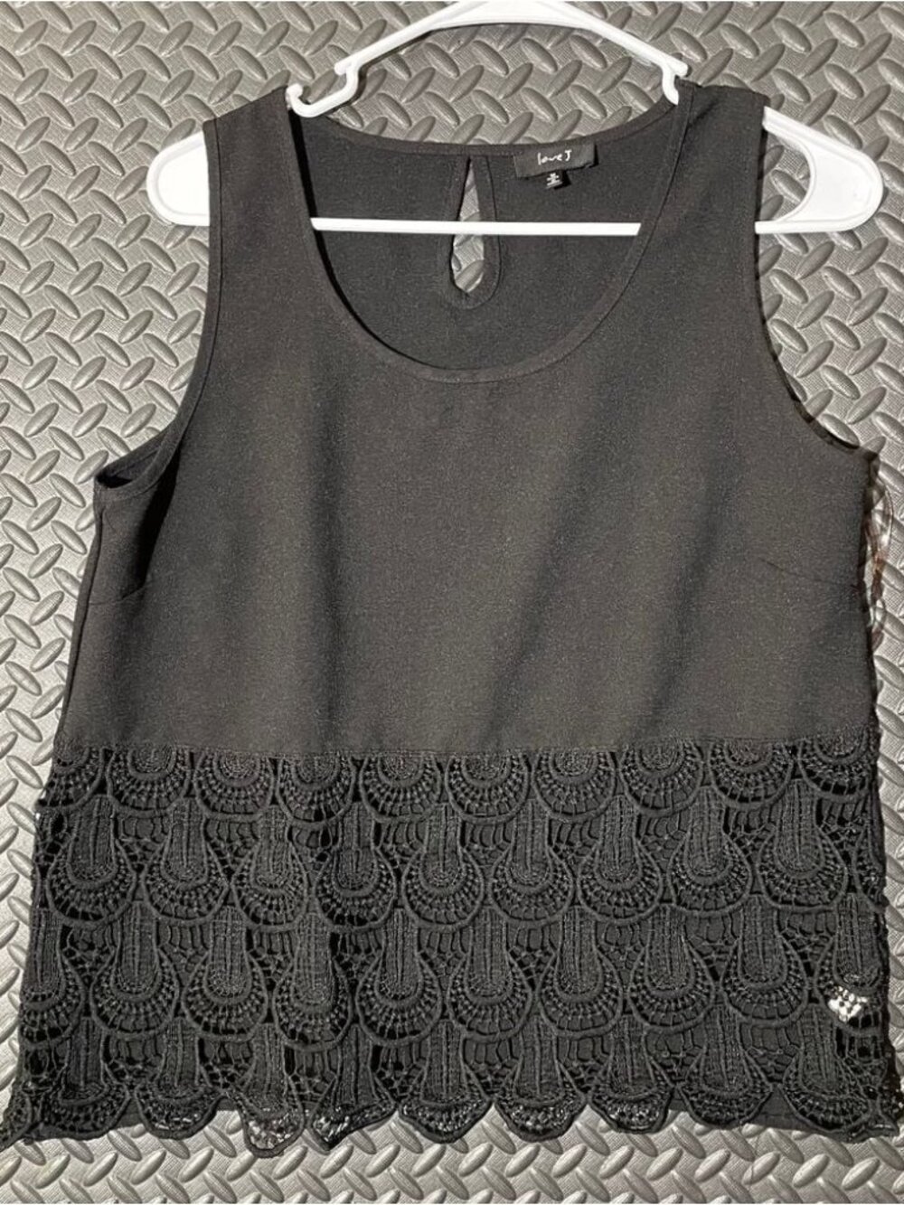 Love J Black Kitted Geometric Pattern Tank Top Blouse Casual Wear Women's Size M